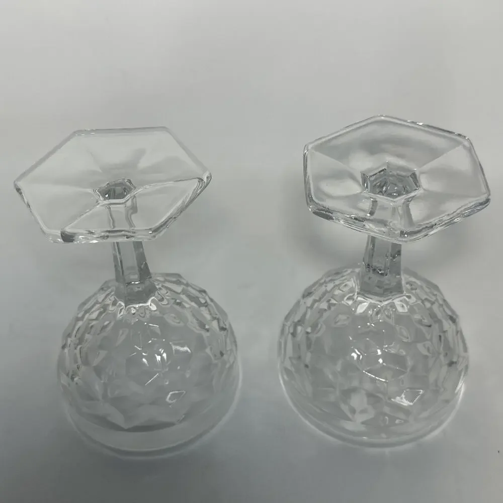 Fostoria American hex foot champagne tall sherbet glasses set of two cubist EUC!